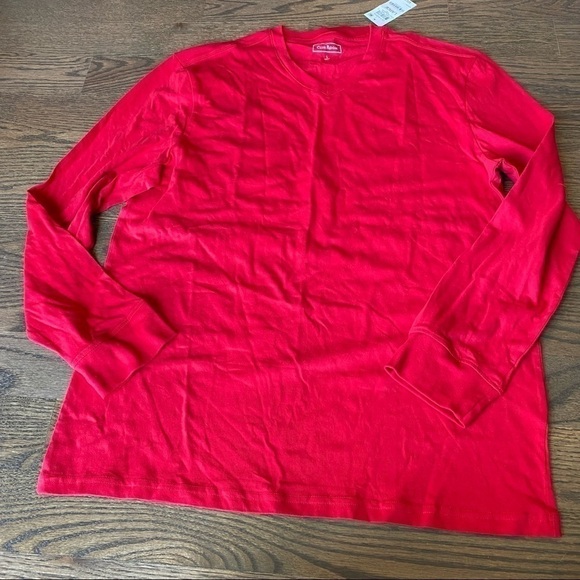 NWT men’s red long sleeve v neck t shirt size lg - Picture 1 of 3